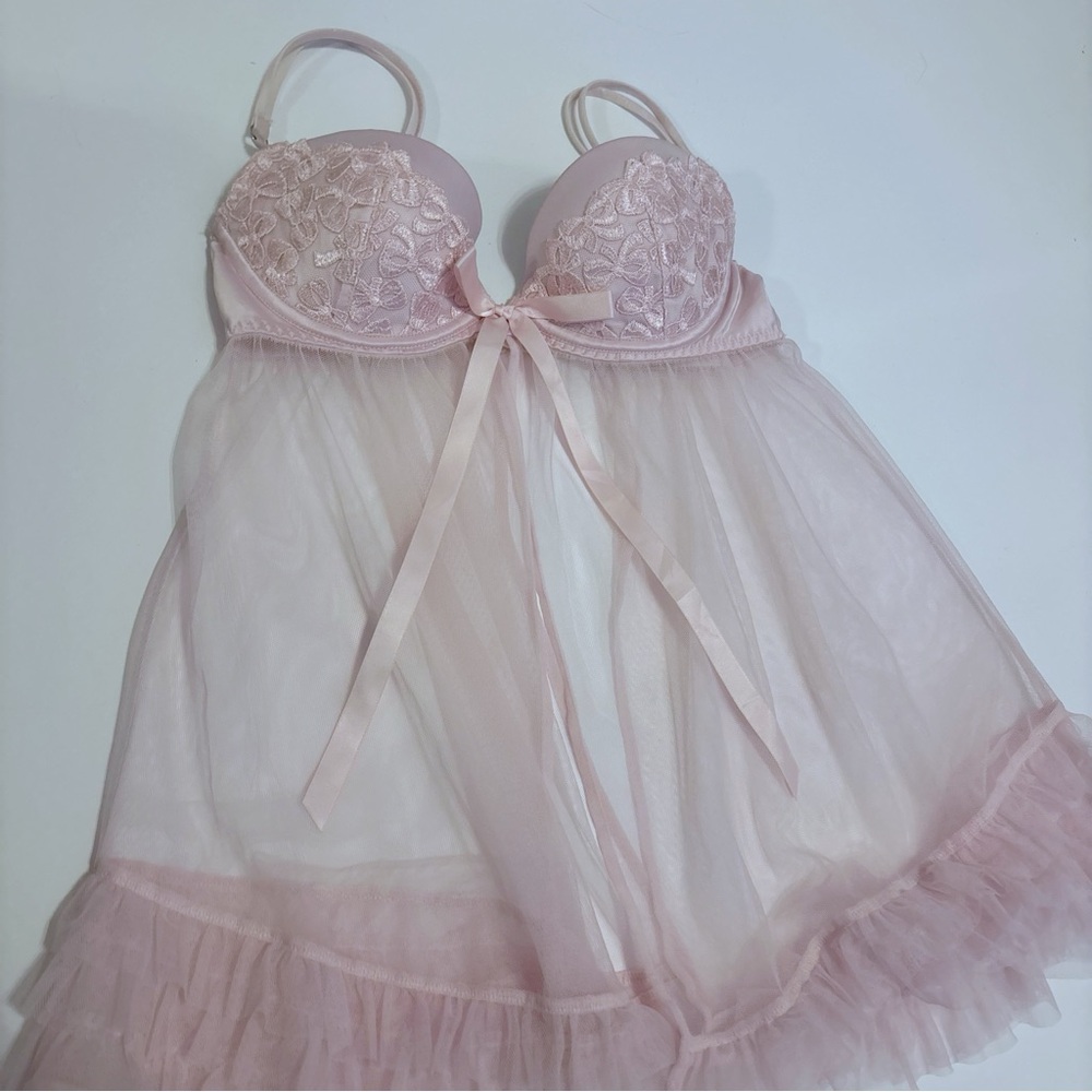 Elegant Pink Lace Babydoll Lingerie